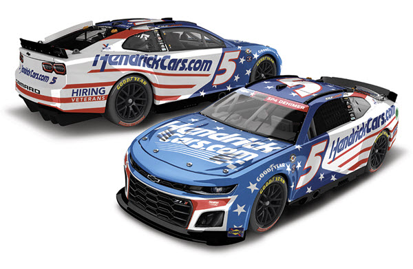 2023 Kyle Larson NASCAR Diecast 5 HendrickCars Hendrick Cars Patriotic Salute 1:24 CWC Lionel Action RCCA Elite Raw 99