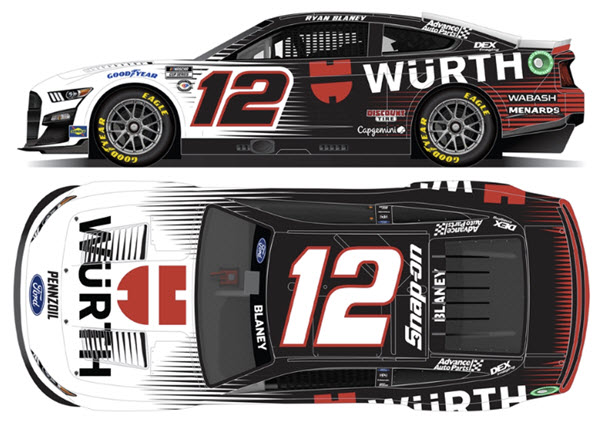 2023 Ryan Blaney NASCAR Diecast 12 Wurth CWC 1:24 Lionel Action RCCA Elite Liquid Color 99