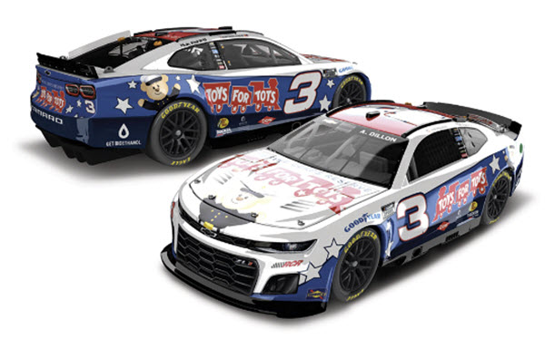 2024 Austin Dillon NASCAR Diecast 3 Toys For Tots CWC 1:24 Lionel Action ARC Color Chrome 98