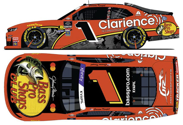 2025 Carson Kvapil NASCAR Diecast 1 Bass Pro Throwback CWC 1:24 Lionel Action ARC Color Chrome 99