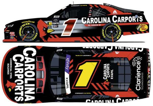 2025 Carson Kvapil NASCAR Diecast 1 Carolina Carports CWC 1:64 Lionel Action ARC 99