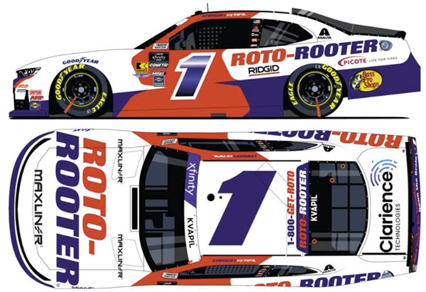 2025 Carson Kvapil NASCAR Diecast 1 Roto Rooter CWC 1:24 Lionel Action ARC Color Chrome 99