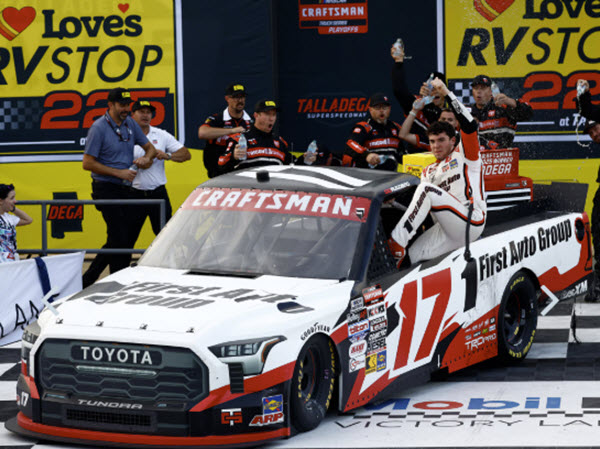 2025 Gio Ruggiero NASCAR Diecast 17 First Auto Group Talladega Win Raced Version Truck 1:64 Lionel Action ARC 99