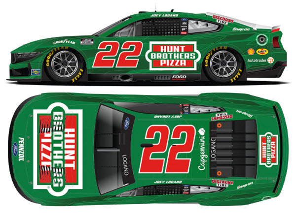 2025 Joey Logano NASCAR Diecast 22 Hunt Brothers Pizza Green CWC 1:64 Lionel Action ARC Diecast Chassis 99
