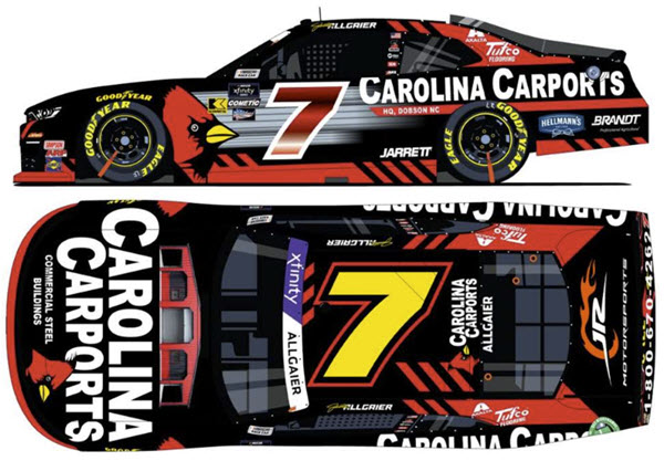 2025 Justin Allgaier NASCAR Diecast 7 Carolina Carports CWC 1:64 Lionel Action ARC 99