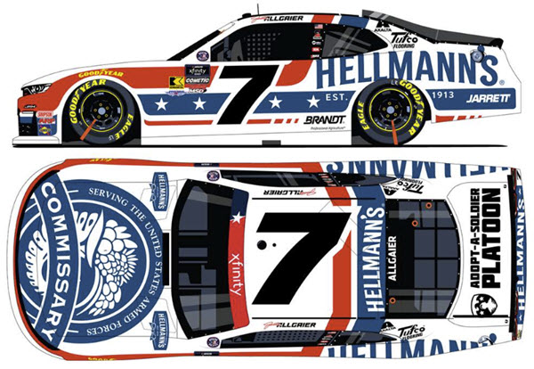 2025 Justin Allgaier NASCAR Diecast 7 Defense Commissary Agency CWC 1:24 Lionel Action ARC Color Chrome 99