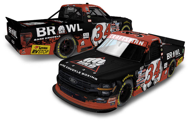 2025 Layne Riggs NASCAR Diecast 34 Bare Knuckle Boxing Pocono Win Raced Version Truck 1:24 Lionel Action ARC 98