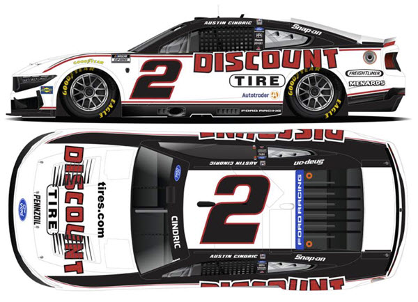 2026 Austin Cindric NASCAR Diecast 2 Discount Tire CWC 1:24 Lionel Action RCCA Elite 99